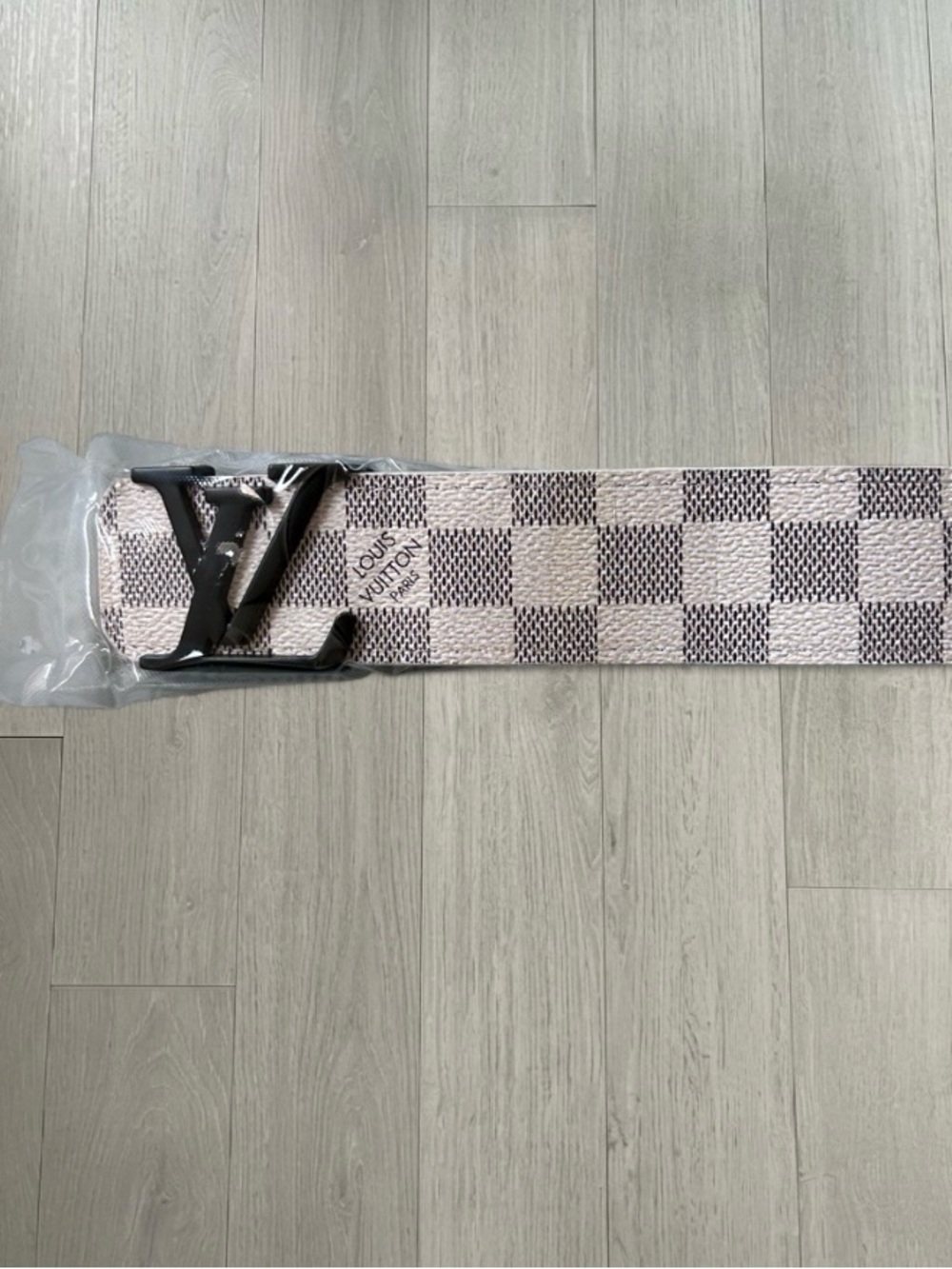 Louis Vuitton Damier Azur Canvas Belt with Brown Leather and Black Hardware - Picture 3 of 4